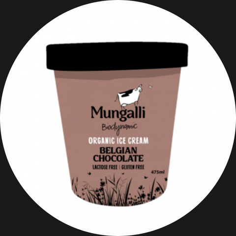 MUNGALLI  BELGIAN CHOCOLATE ICE CREAM BIODYNAMIC 475 ML